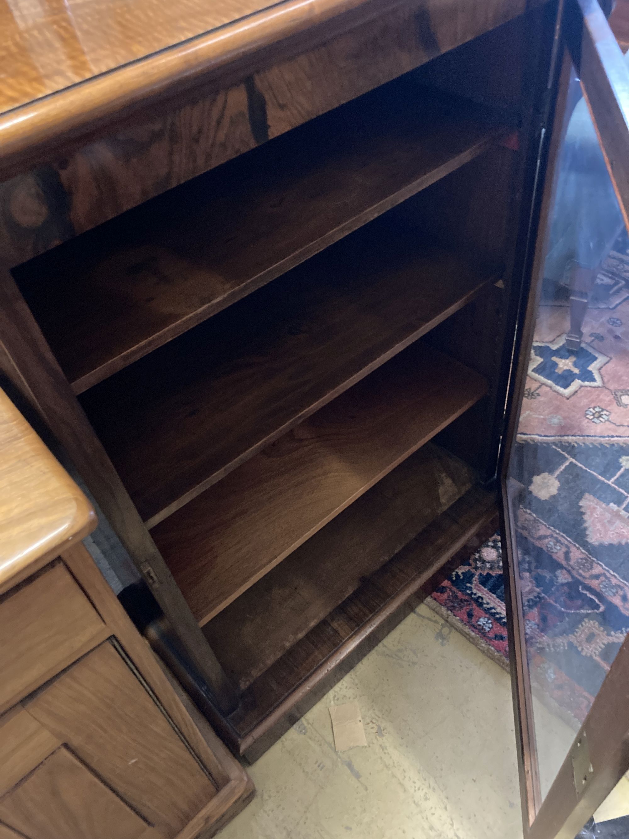 A Victorian walnut pier cabinet, width 73cm, depth 41cm, height 108cm